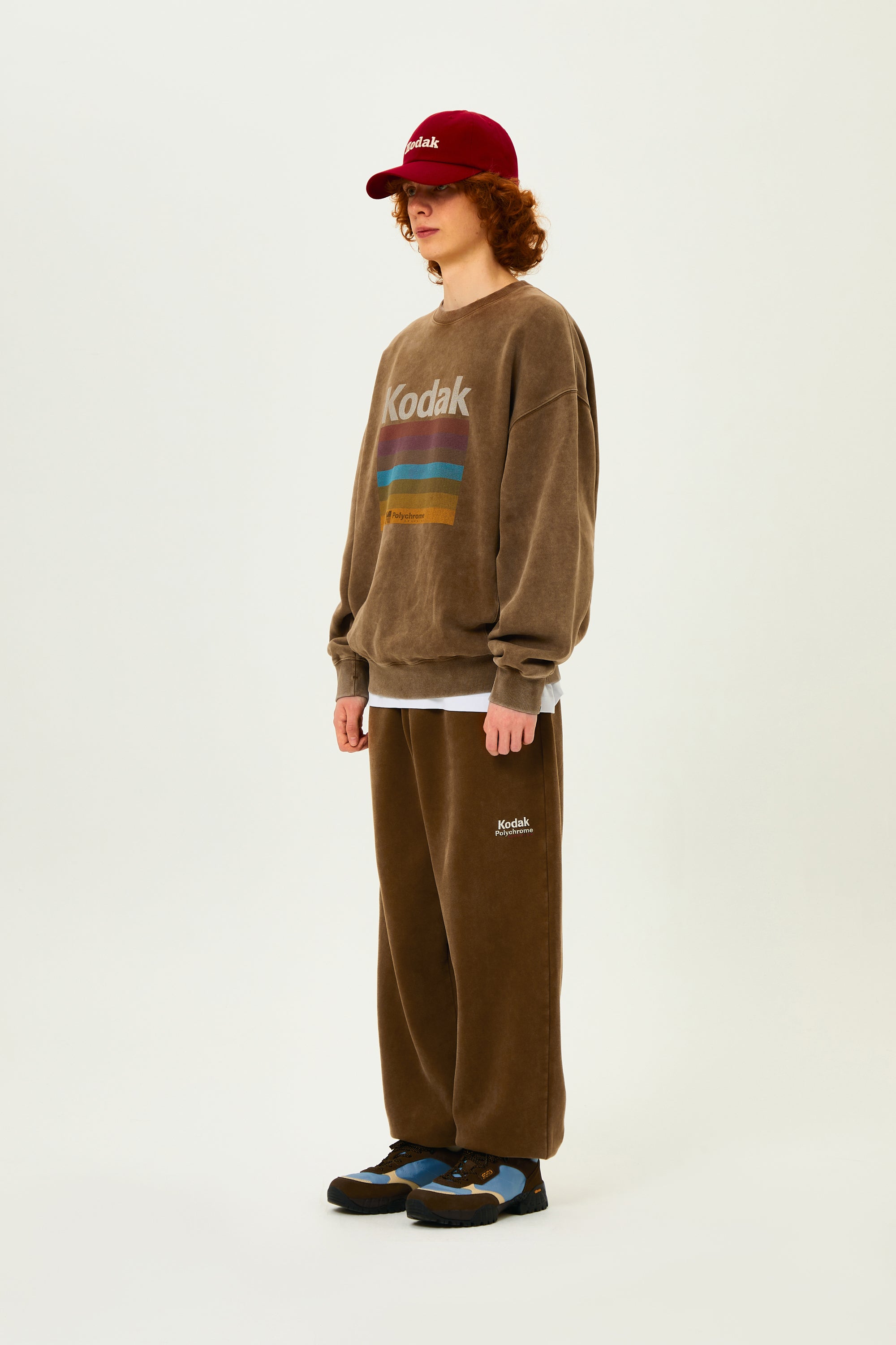 レインボースノーウォッシングブラッシュドスウェット【ブラウン】