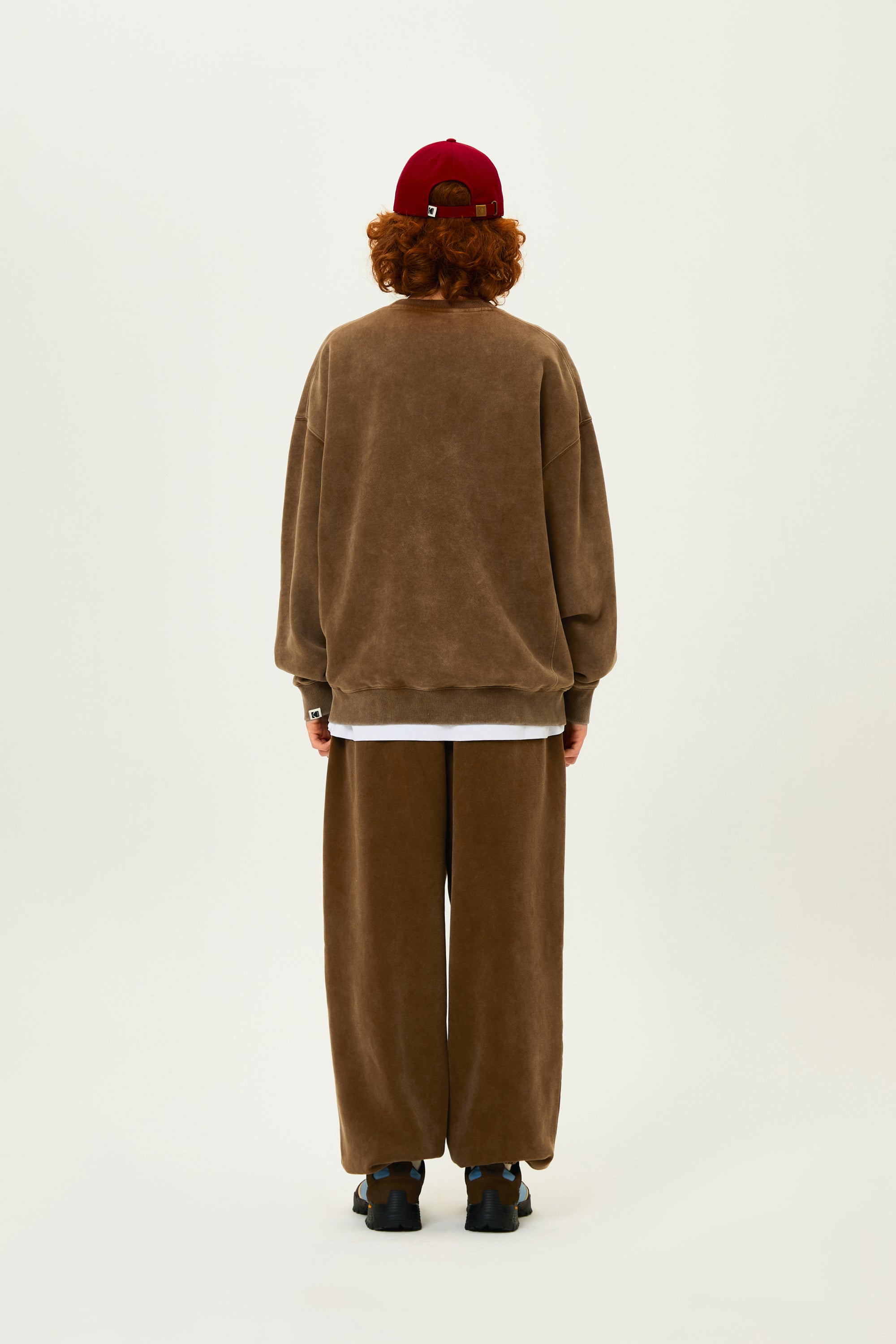 レインボースノーウォッシングブラッシュドスウェット【ブラウン】